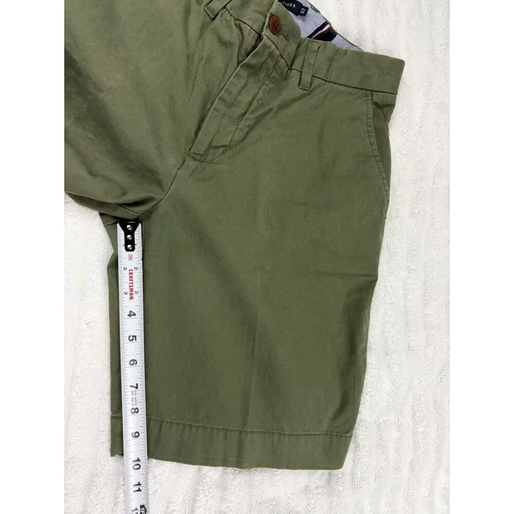 Tommy Hilfiger Shorts Mens 32 Olive Green Chino Classic Fit Casual